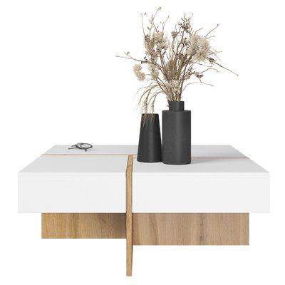 Журнальный стол раскладной Draw 85 белый/дуб артизан Bim Furniture BIM0459 фото - bimfurniture.com.ua