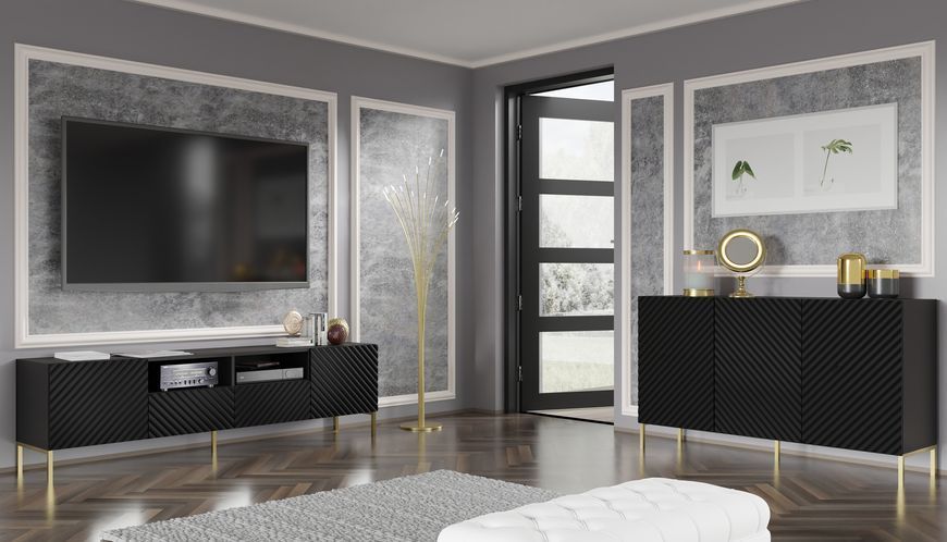 Комод чотирьохдверний SURF 3D 150 чорний Bim Furniture BIM0148 фото - bimfurniture.com.ua