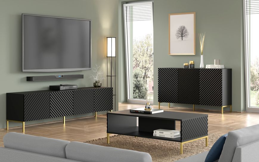 Комод чотирьохдверний SURF 3D 150 чорний Bim Furniture BIM0148 фото - bimfurniture.com.ua