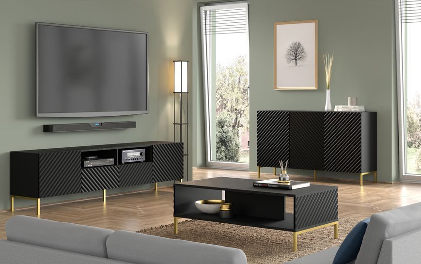 Комод чотирьохдверний SURF 3D 150 чорний Bim Furniture BIM0148 фото - bimfurniture.com.ua