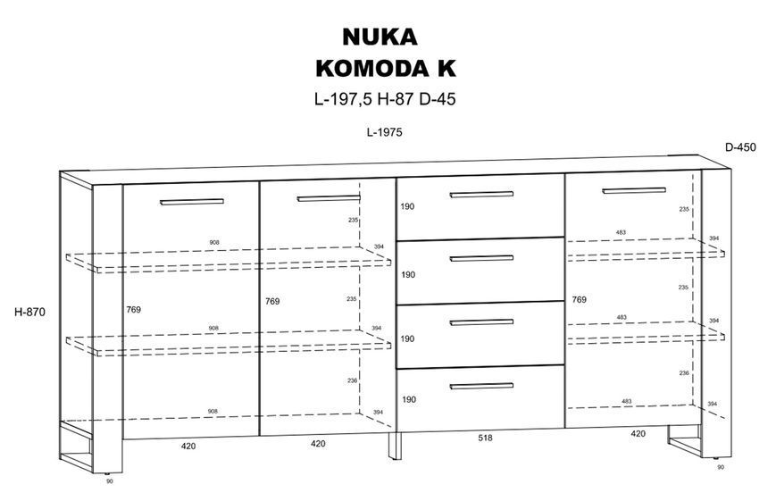 Комод трьохдверний Nuka K дуб артизан Bim Furniture BIM0197 фото - bimfurniture.com.ua