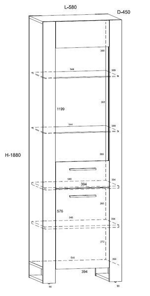 Вітрина зі скляним фасадом Nuka E дуб артизан Bim Furniture BIM0198 фото - bimfurniture.com.ua