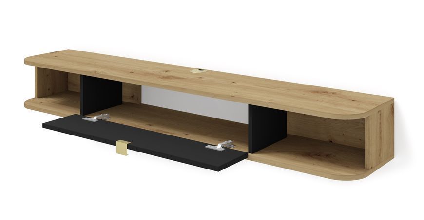 Тумба под телевизор Icarus 156 дуб артизан / черный Bim Furniture BIM0427 фото - bimfurniture.com.ua
