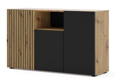 Комод у вітальню Auris 3D дуб артизан / чорний Bim Furniture BIM0055 фото - bimfurniture.com.ua
