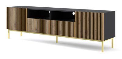 Тумба под телевизор в гостиную Ravenna F 200 2D2S дуб артизан/черный Bim Furniture BIM0353 фото - bimfurniture.com.ua
