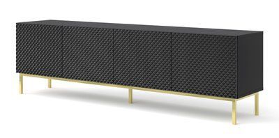 Тумба под телевизор с бриллиантовым эффектом Ravenna C 200 4D черная Bim Furniture BIM0287 фото - bimfurniture.com.ua