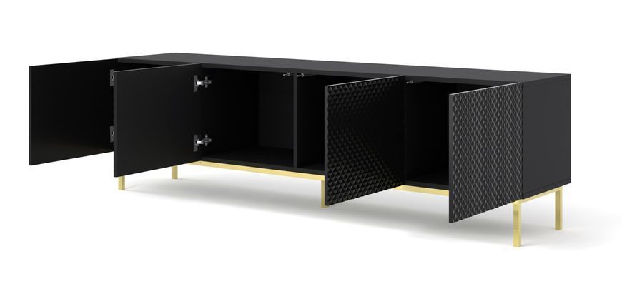 Тумба під телевізор з діамантовим ефектом Ravenna C 200 4D чорна Bim Furniture BIM0287 фото - bimfurniture.com.ua