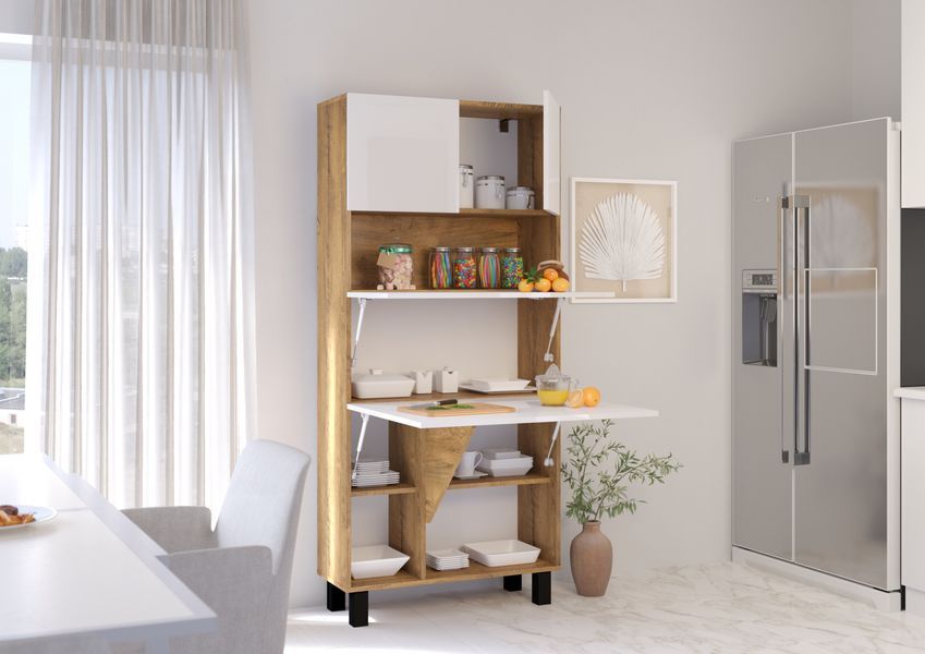 Тумба Homi для офиса глянцевая дуб артизан / белая Bim Furniture BIM0466 фото - bimfurniture.com.ua