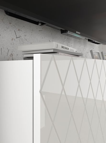 Комод трехдверный на ножках Diuna 145 KOM3D белый, глянцевые фасады Bim Furniture BIM0061 фото - bimfurniture.com.ua