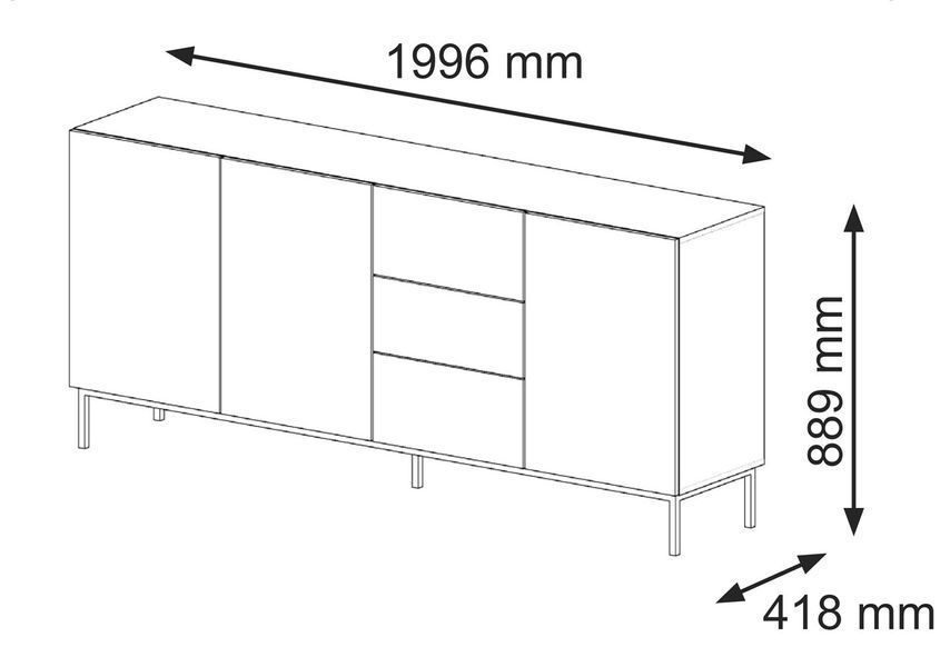 Комод у вітальню Ravenna F Cabinet 200 3D3S зелений Bim Furniture BIM0467 фото - bimfurniture.com.ua