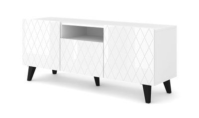 Тумба трехдверная с открытой полкой Diuna 2D1K 145 белый глянец фасад Bim Furniture BIM0047 фото - bimfurniture.com.ua