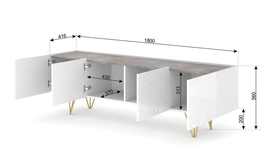 Тумба під телевізор Space 180 4D біла Bim Furniture BIM0501 фото - bimfurniture.com.ua