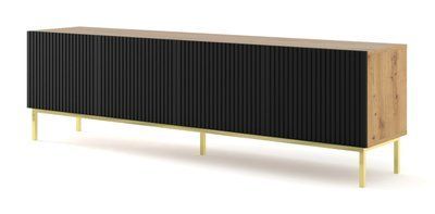Тумба под телевизор четырехдверная Ravenna B 200 4D дуб артизан/черный Bim Furniture BIM0247 фото - bimfurniture.com.ua