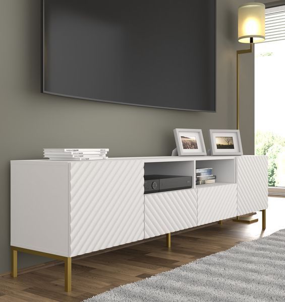 Тумба ТВ на ніжках з нішею SURF 2D2S 200 біла Bim Furniture BIM0162 фото - bimfurniture.com.ua