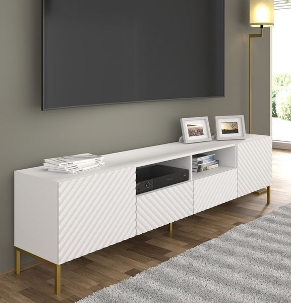 Тумба ТВ на ніжках з нішею SURF 2D2S 200 біла Bim Furniture BIM0162 фото - bimfurniture.com.ua