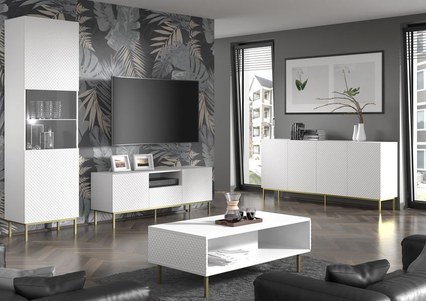 Витрина с эффектом бриллианта Ravenna C 1DS белая Bim Furniture BIM0297 фото - bimfurniture.com.ua