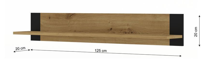 Полиця навісна Mondi 125 дуб артизан Bim Furniture BIM0115 фото - bimfurniture.com.ua