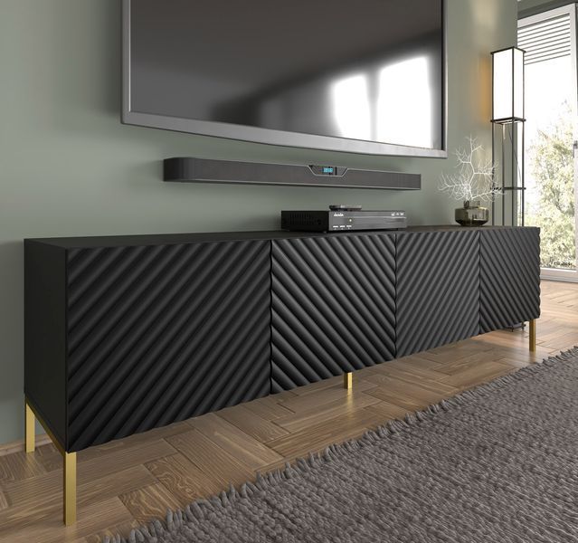 Тумба ТВ на ножках SURF 4D 200 черная Bim Furniture BIM0164 фото - bimfurniture.com.ua