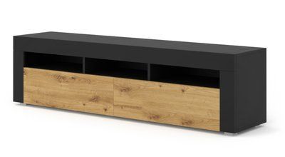 Тумба під телевізор з відкритими полицями Moreno 160 чорний / дуб артизан Bim Furniture BIM0398 фото - bimfurniture.com.ua