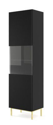Вітрина у вітальню з рифленими фасадами Ravenna B чорна Bim Furniture BIM0256 фото - bimfurniture.com.ua