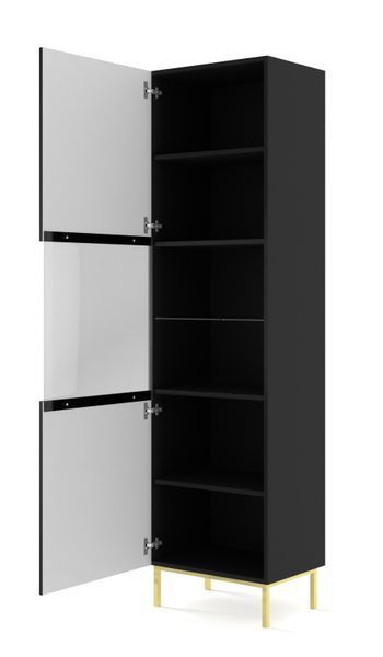 Вітрина у вітальню з рифленими фасадами Ravenna B чорна Bim Furniture BIM0256 фото - bimfurniture.com.ua