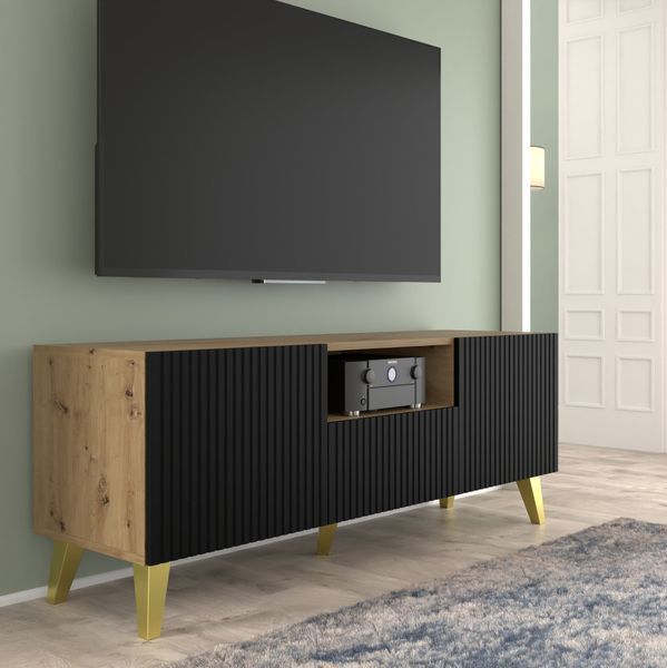 Тумба з дверцятами Stand 150 2D1S дуб артизан/чорний Bim Furniture BIM0479 фото - bimfurniture.com.ua