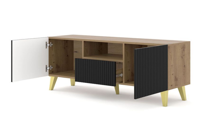 Тумба з дверцятами Stand 150 2D1S дуб артизан/чорний Bim Furniture BIM0479 фото - bimfurniture.com.ua