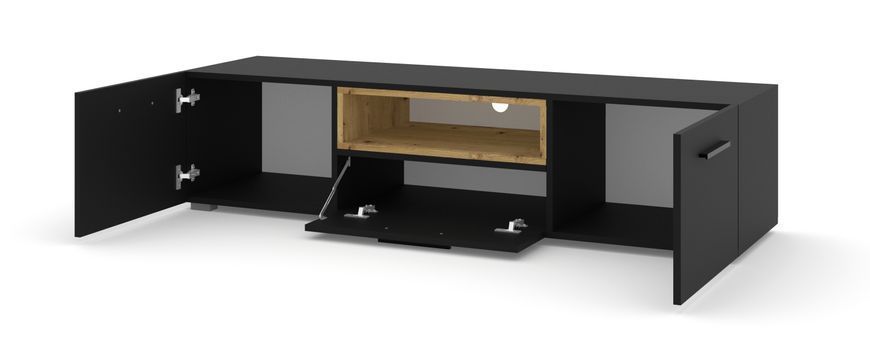 Тумба под телевизор напольная Anette 151 черный/дуб артизан Bim Furniture BIM0026 фото - bimfurniture.com.ua