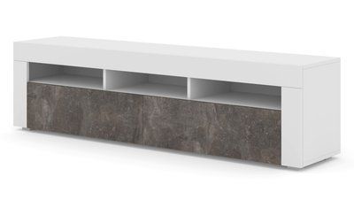 Тумба під телевізор з відкритими полицями Moreno 160 білий / бетон Bim Furniture BIM0401 фото - bimfurniture.com.ua
