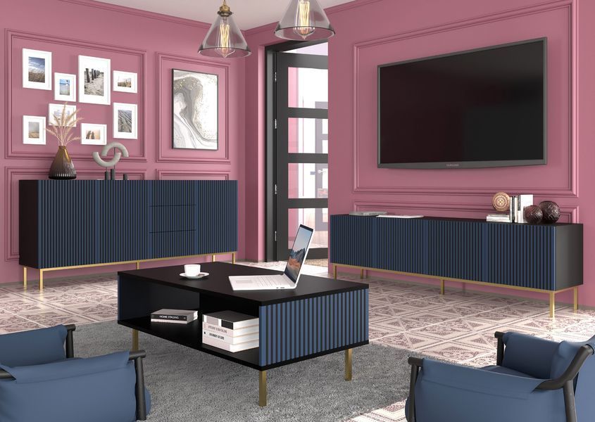 Комод в гостиную Ravenna F Cabinet 200 3D3S синий Bim Furniture BIM0334 фото - bimfurniture.com.ua