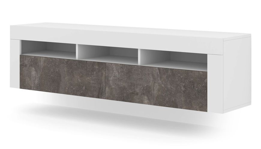 Тумба під телевізор з відкритими полицями Moreno 160 білий / бетон Bim Furniture BIM0401 фото - bimfurniture.com.ua