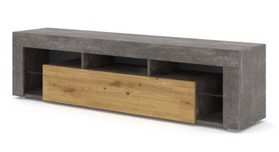 Тумба під телевізор з відкритими полицями Kaya 160 бетон / дуб артизан Bim Furniture BIM0402 фото - bimfurniture.com.ua