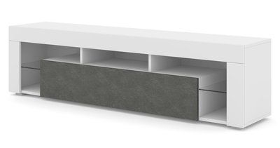 Тумба під телевізор з відкритими полицями Kaya 160 білий / бетон Bim Furniture BIM0403 фото - bimfurniture.com.ua