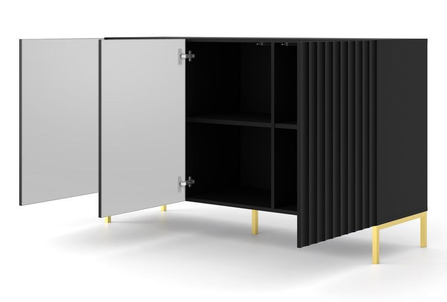 Комод трьохдверний з фрезированими фасадами WAVE 3D 150 чорний Bim Furniture BIM0171 фото - bimfurniture.com.ua