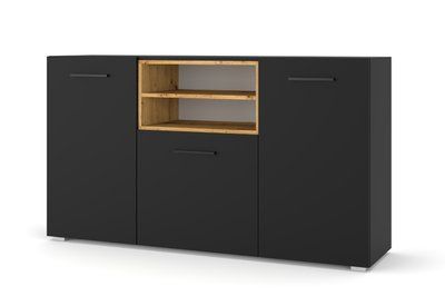 Комод трьохдверний для вітальні Anette L 151 чорний Bim Furniture BIM0031 фото - bimfurniture.com.ua