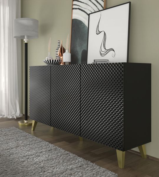 Комод трехдверный с нишей Ravenna P 150 3D черный Bim Furniture BIM0486 фото - bimfurniture.com.ua