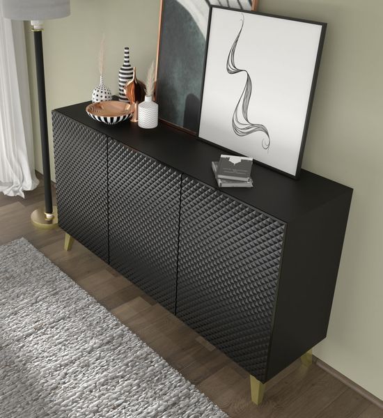 Комод трехдверный с нишей Ravenna P 150 3D черный Bim Furniture BIM0486 фото - bimfurniture.com.ua