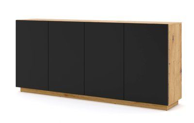 Комод четырехдверный без ручек AURA 4D дуб артизна/черный Bim Furniture BIM0080 фото - bimfurniture.com.ua