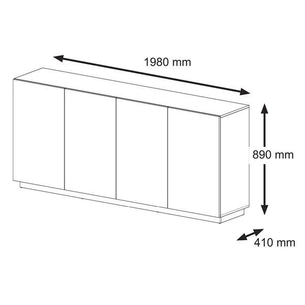 Комод четырехдверный без ручек AURA 4D дуб артизна/черный Bim Furniture BIM0080 фото - bimfurniture.com.ua