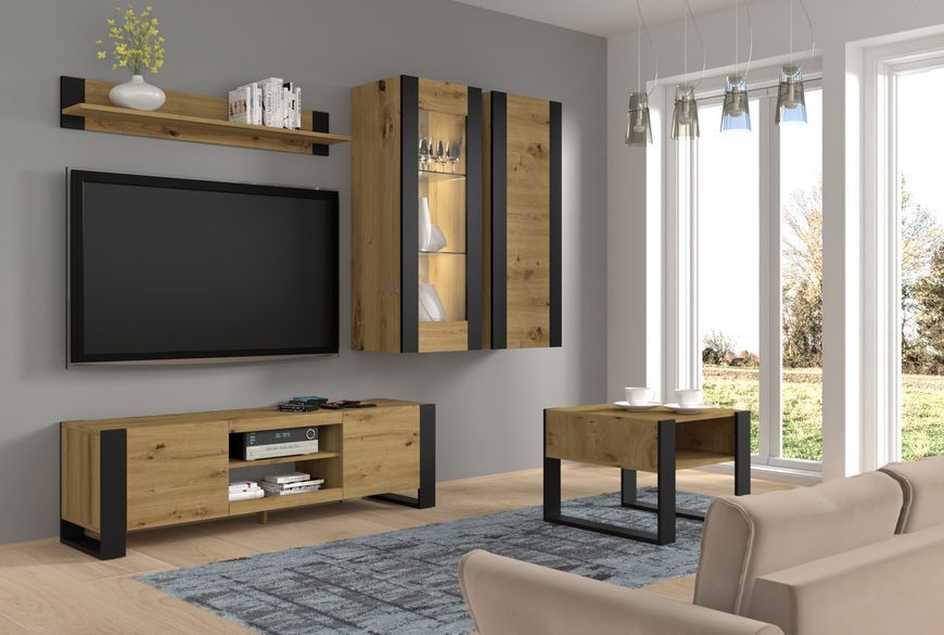 Тумба TV двухдверная Mondi 158 дуб артизан Bim Furniture BIM0128 фото - bimfurniture.com.ua