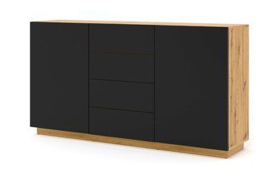 Комод двухдверный с ящиками AURA 2D4S дуб артизна/черный Bim Furniture BIM0081 фото - bimfurniture.com.ua
