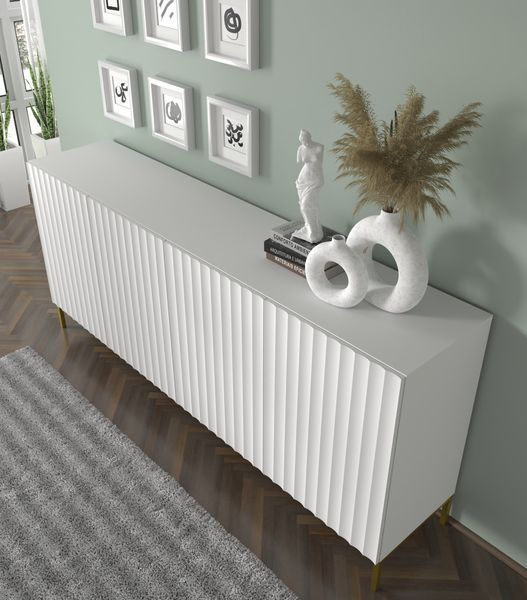 Комод чотирьохдверний з фрезированими фасадами WAVE 4D 200 білий Bim Furniture BIM0176 фото - bimfurniture.com.ua