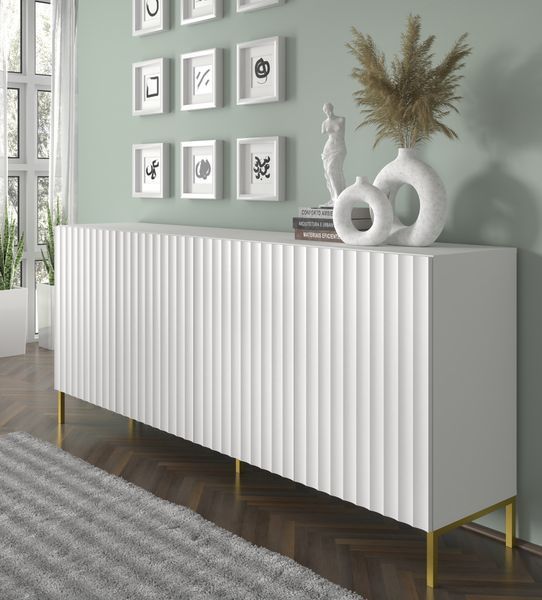 Комод чотирьохдверний з фрезированими фасадами WAVE 4D 200 білий Bim Furniture BIM0176 фото - bimfurniture.com.ua