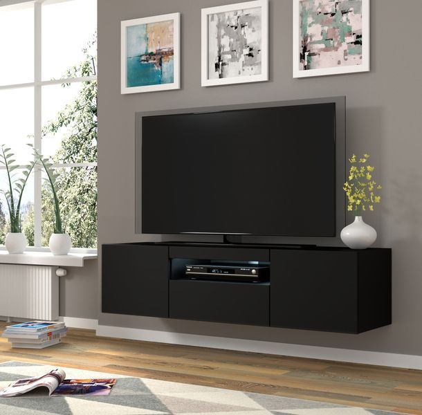 Тумба під телевізор у вітальню Aura 150 чорна Bim Furniture BIM0376 фото - bimfurniture.com.ua