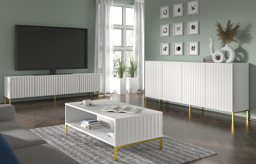 Комод чотирьохдверний з фрезированими фасадами WAVE 4D 200 білий Bim Furniture BIM0176 фото - bimfurniture.com.ua