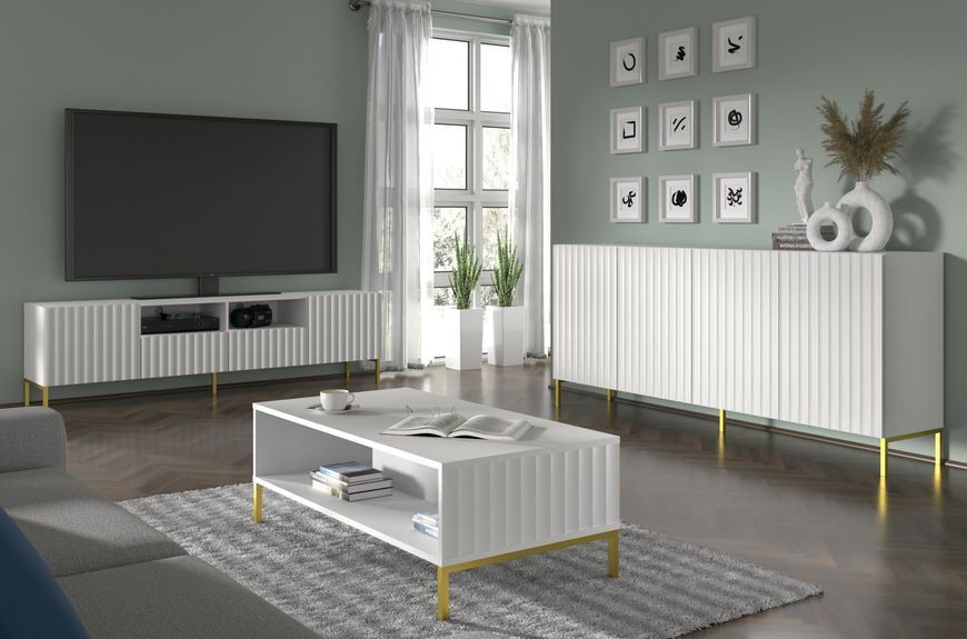 Комод чотирьохдверний з фрезированими фасадами WAVE 4D 200 білий Bim Furniture BIM0176 фото - bimfurniture.com.ua
