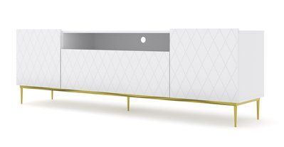 Тумба под телевизор Diuna 2D1K 193 с рифлеными фасадами, белая Bim Furniture BIM0035 фото - bimfurniture.com.ua