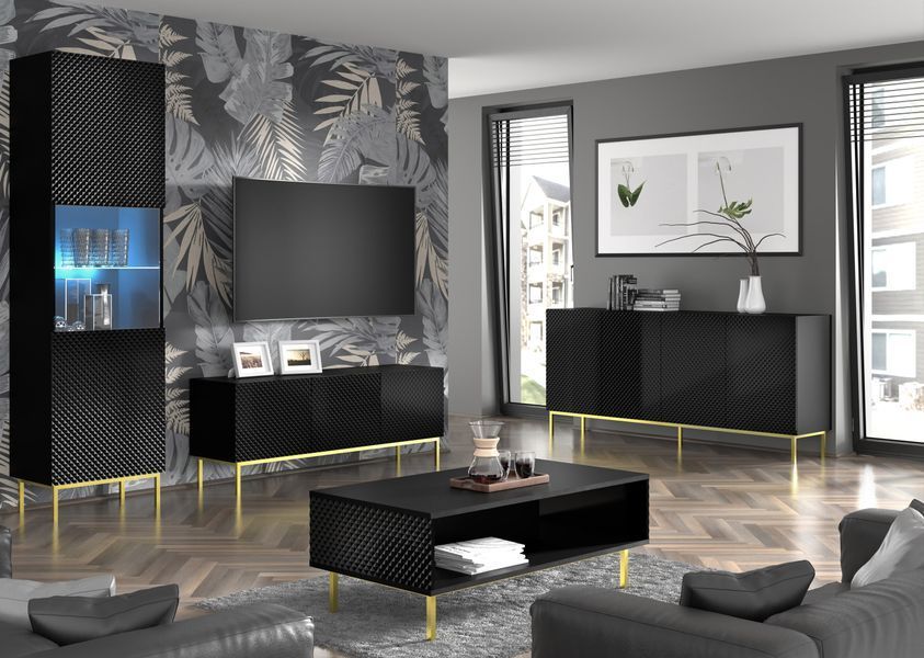Вітрина з ефектом діаманту Ravenna C 1DS чорна Bim Furniture BIM0311 фото - bimfurniture.com.ua
