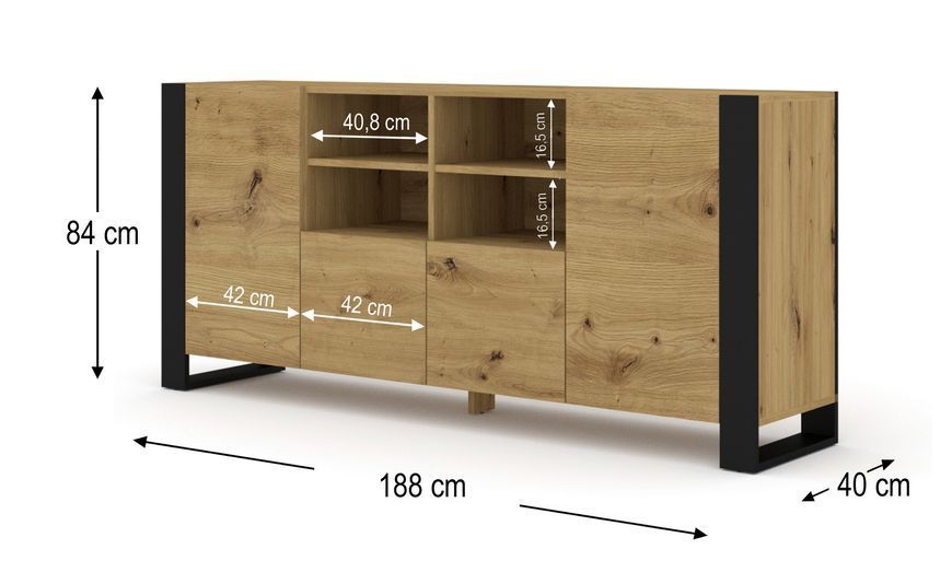 Комод трехдверный Mondi 188 2D2K дуб артизан Bim Furniture BIM0131 фото - bimfurniture.com.ua