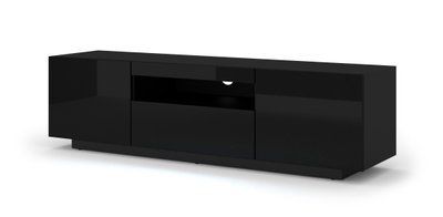Тумба под телевизор в гостиную Aura 150 черная с глянцем Bim Furniture BIM0378 фото - bimfurniture.com.ua